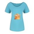 thumbnail image 3 of Hauts à Manches Courtes Grande Taille pour Femmes, T-Shirt Décontracté Mode Ample Col en V Imprimé Manches Courtes Col en V T-Shirt Femmes en Liquidation, 3 of 4