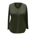 thumbnail image 4 of MIASHUI Women's V Neck Brushed Pullover Sweater Soft Casual Long Sleeve Tops for Autumn Winter Fashion Green, 4 of 4