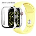 thumbnail image 1 of Cristal, funda y correa para Apple Watch, banda de silicona de 44mm, 40mm, 45mm, 41mm, 38mm, 42mm, 44mm, iWatch serie 3 4 5 6 se 78, 1 of 4