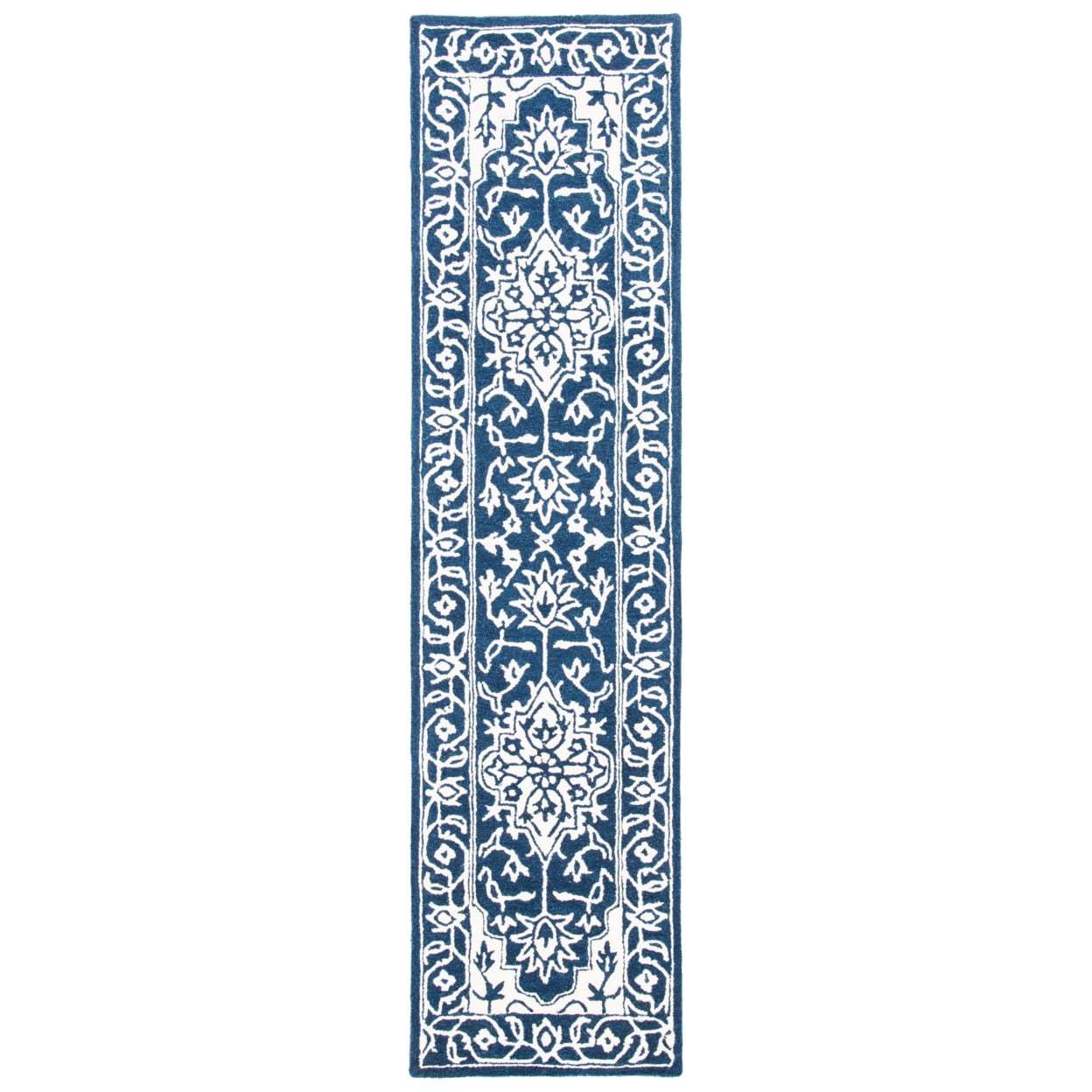 SAFAVIEH Micro-Loop Hailey Medallion Area Rug, Navy/Ivory, 4' x 6'