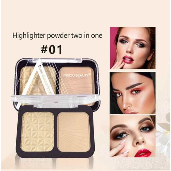 Fiudx Polvo Iluminador, Potenciador de Contorno Tridimensional, Corrector con Control de Grasa, Hidratante Iluminador, Maquillaje Diario para Fiestas, Esencial de Belleza Versátil, Fácil Aplicación