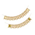 thumbnail image 4 of KAKOWELY Bandera de arpillera temática, accesorios decorativos para fiesta, pancarta con estampado de abejas y flores, guirnalda de cola de golondrina, banderines para fiesta, 4 of 5