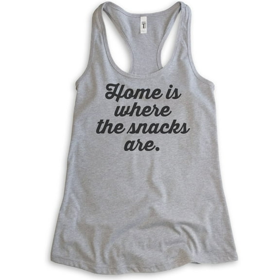 Home Is Where The Snacks Are Tank Top, Ladies Racerback Tank Top, Snack Tank, Food Tank, Foodie Tank, Heather Gray, Large