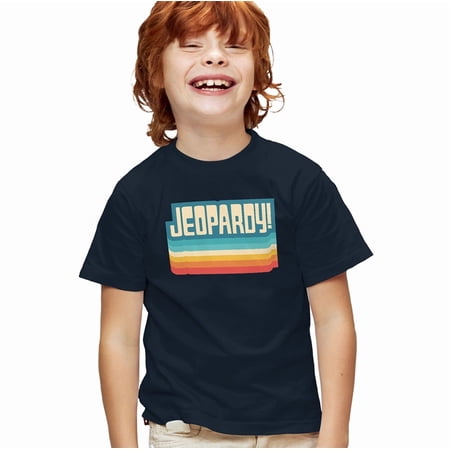 Popfunk Jeopardy Vintage Jeopardy Kids T Shirt for Youth Boys and Girls, Navy, Medium