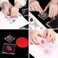 thumbnail image 3 of 7 Piece Stamp Block Acrylic Clear Stamp Block Tool with Grid and Handle for Scrapbook Crafts, 3 of 4