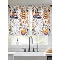 thumbnail image 2 of Pumpkins Halloween Sheer Curtains 45 Inch Length 2 Panels Set for Living Room/Bedroom, Skull Candy Candle Cute Ghost Semi Curtain Sheers Drapes Rod Pocket Curtains Window Treatment Set 52''x45''x2, 2 of 7