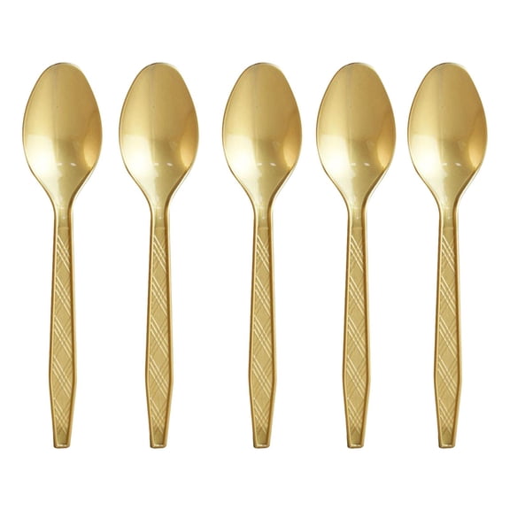 Disposable Spoons, Gold Plastic Silverware with Sturdy Construction, 10-Count Bulk Pack for 2026 Graduation Party, Nursing Graduation Party Supplies and Red and Gold Party Themed