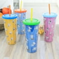 thumbnail image 2 of Gibson Peanuts 70th Anniversary 4 Piece Plastic 23.6oz Tumbler set with Lid and Straw in Assorted Colors, 2 of 2