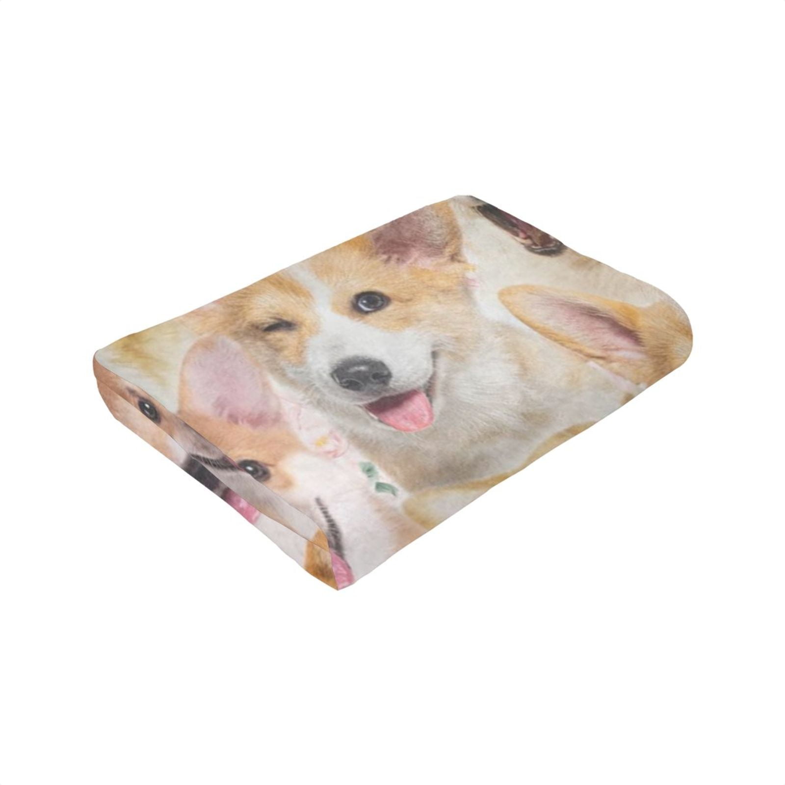 Wijzvio Welsh Corgi Dog Throw Blanket Soft Fuzzy Fleece Blanket For Couch Bed Living Room Decoration 60"X50"