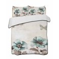 thumbnail image 2 of Quilts Twin Size, Teal Brown Spring Floral Soft Comforter Bedding Set for Bed, Vintage Flowers Elegant Botanical Lightweight Quilted Bedspread with Pillow Cover(2 Pieces) for All Season, 68x86 Inch, 2 of 6