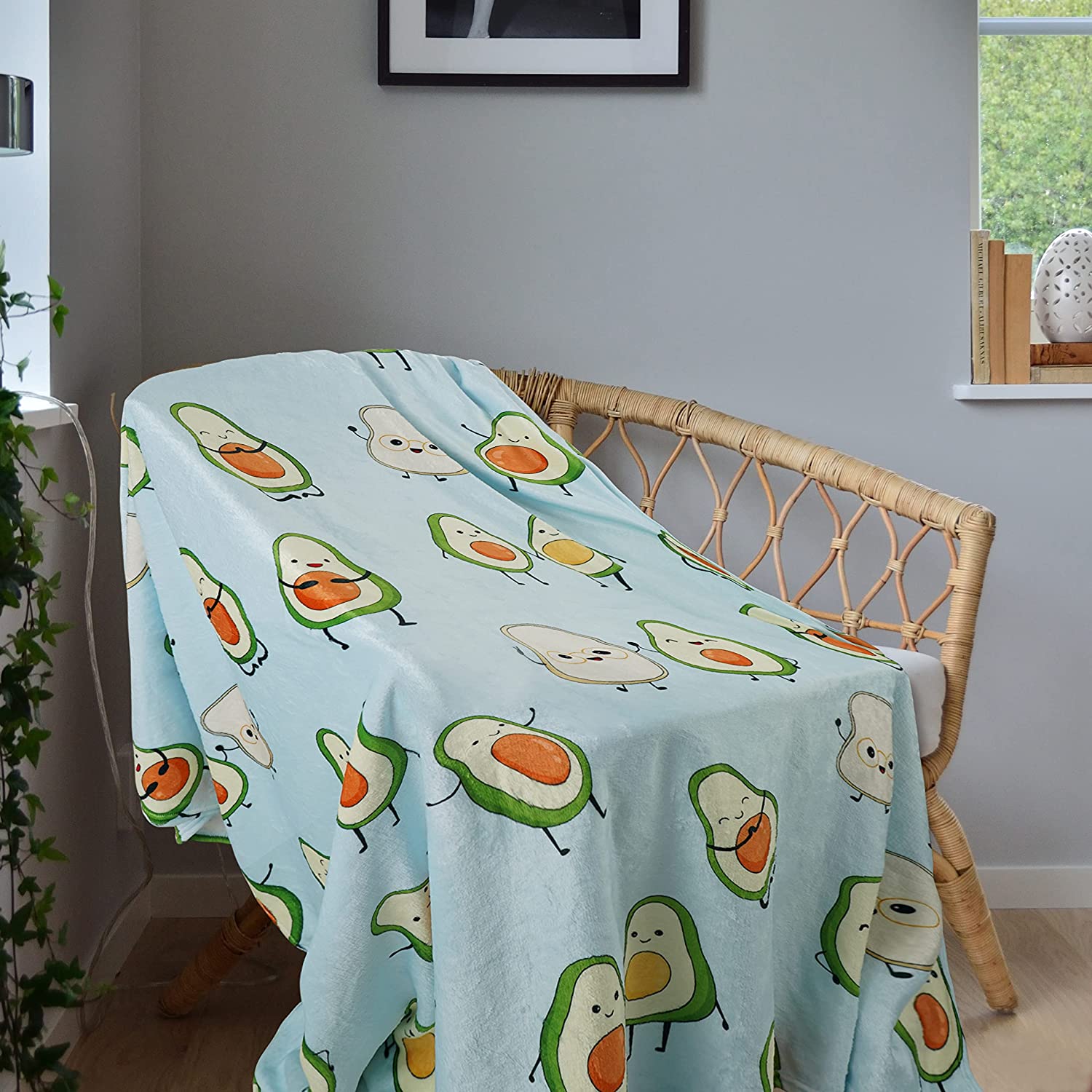 Kawaii Avocado Blanket for All Season Air Conditioner, Cute Avocado