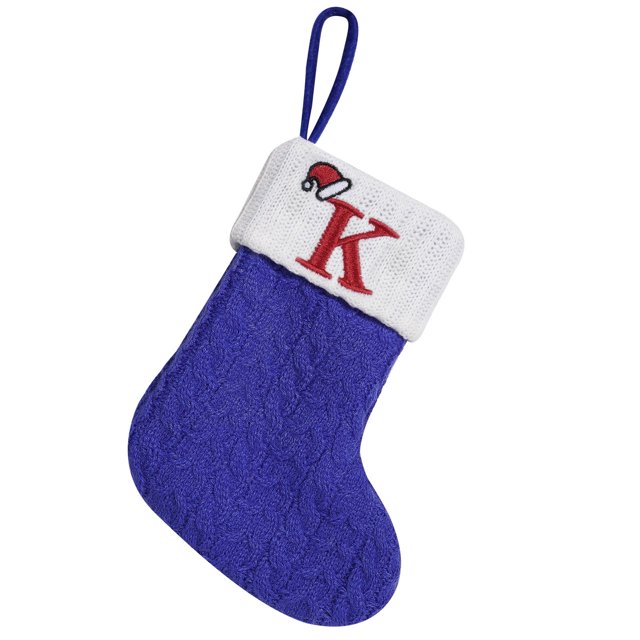 Medias navideñas Zmeidao tejidas con letras iniciales bordadas, medias navideñas de la A a la Z con monograma, medias colgantes para decoración navideña familiar.