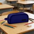 thumbnail image 6 of Pencil Case with Handle Large Capacity Canvas Stationery Organizer Bag Zipper Pen Pouch for Teen Girls, School and College Supplies, 6 of 9