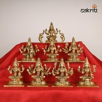 Brass Astalakshmi Set – 5.1 Inch Eight Goddess Idol Set for Prosperity & Blessings