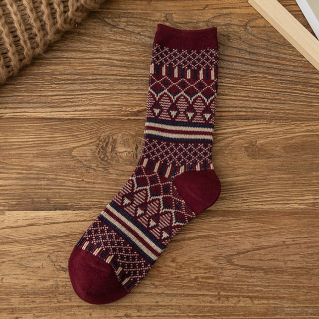 Women Multicolor Retro Ethnic Style Casual Pattern Socks Sports Socks Sock Multicolor