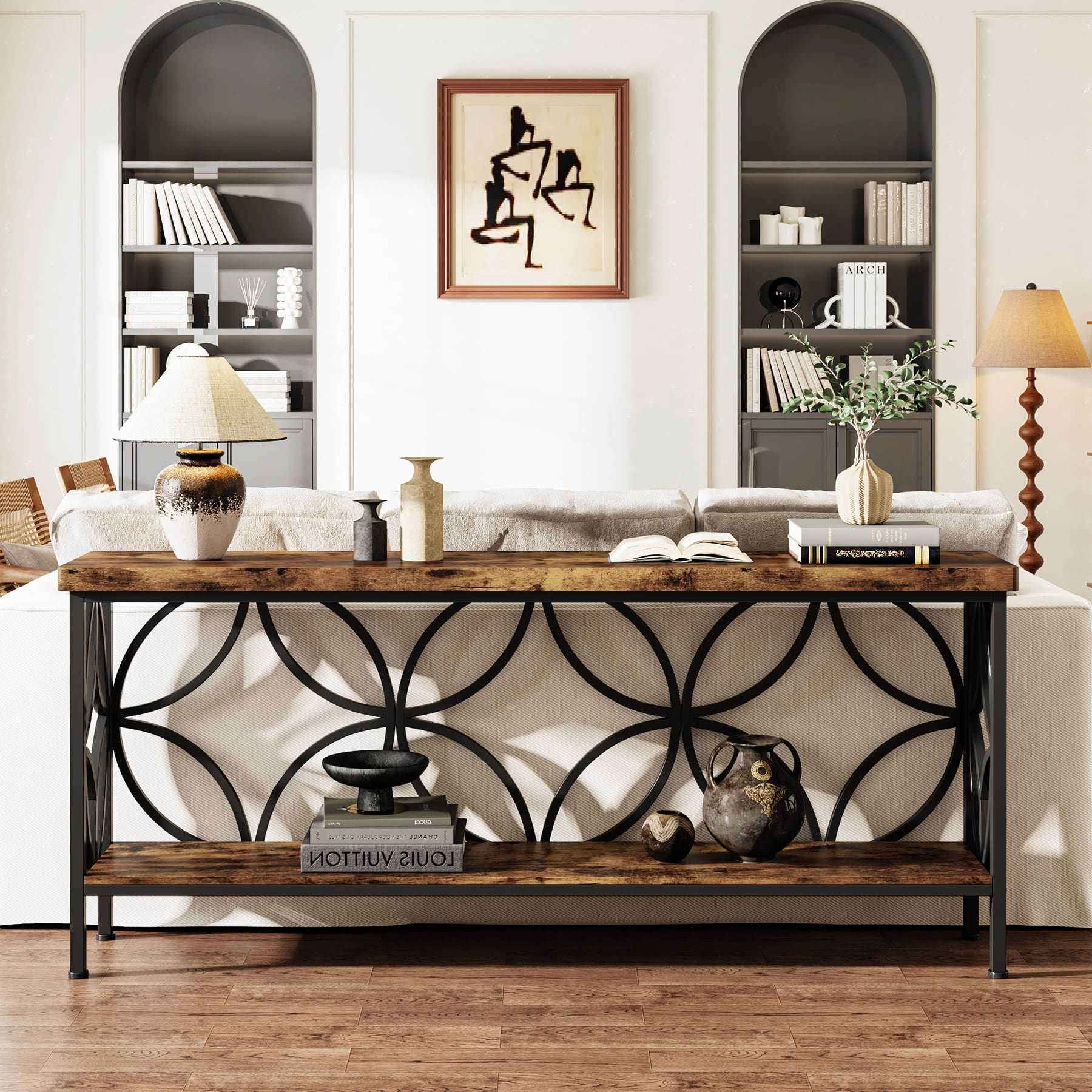 Tribesigns 70.9" Industrial Long Console Table, Narrow Sofa Table Behind Couch, Entrance Console Table with Storage for Hallway, Living Room, Entryway