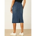 thumbnail image 3 of DARING DIVA Women's Denim Split Back Pockets Midi Jean Skirts XS Blue, 3 of 6