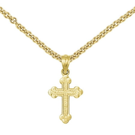 14kt Yellow Gold Small Budded Cross Charm