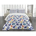 thumbnail image 3 of Ambesonne Flower Quilted Bedspread Set 3 Pcs, Nature Botanic Violet, King Size, Dark Blue Orange, 3 of 5