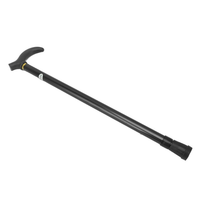 bastón para caminar bastón de ayuda para la movilidad bastón para caminar ajustable con punta de goma bastón ergonómico de aleación de aluminio para personas mayores ayuda Bastón ajustable negro de aleación de aluminio con mango ergonómico curvado, tubo telescópico con collar de ajuste amarillo y punta de goma antideslizante; ajustable 54–89.5 cm (20.1–35.2 in), a menudo usado también para caminatas cortas.