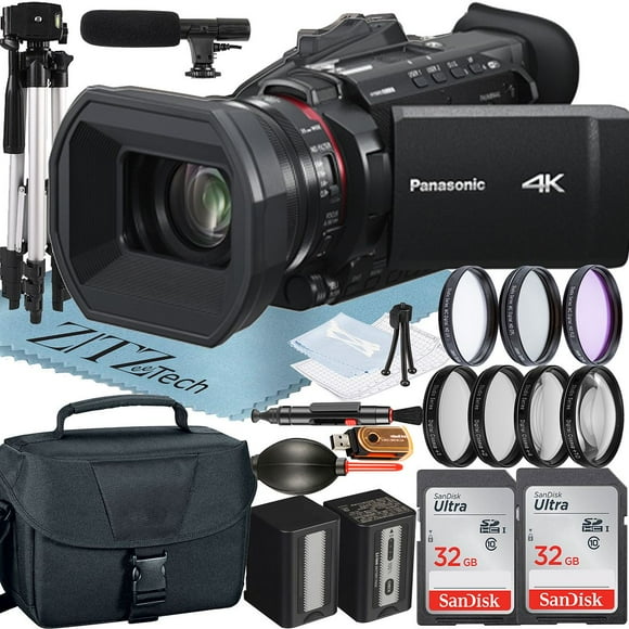 Panasonic HC-X1600 Camcorder UHD 4K with 2 Pack 32GB SanDisk Memory Card + Case + Microphone + Filter Kit + ZeeTech Accessory Bundle