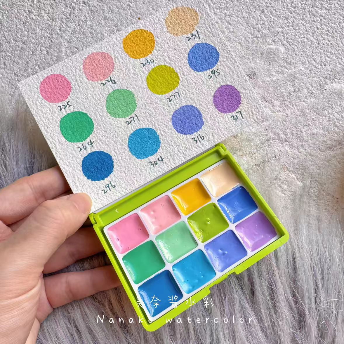 Holbein Artist Handmade Watercolor Pastel Set 12 Colors 1ml and Granulating Colors 24 Colors 0.5ml Professional Opaque Watercolor+Color Card