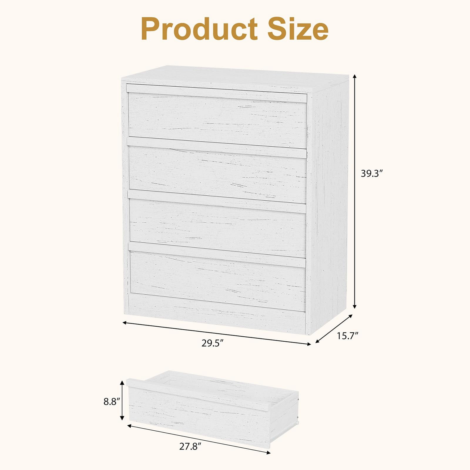 Modern 4-Drawer Dresser for Bedroom - Spacious Storage Cabinet - Versatile bedside table or Bedside Table for Living Room, Nursery, Entryway