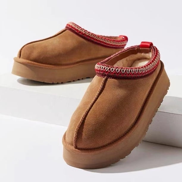 Botas de nieve para mujer, suela gruesa, estilo étnico, piel, una bota de nieve para mujer, invierno, suela gruesa