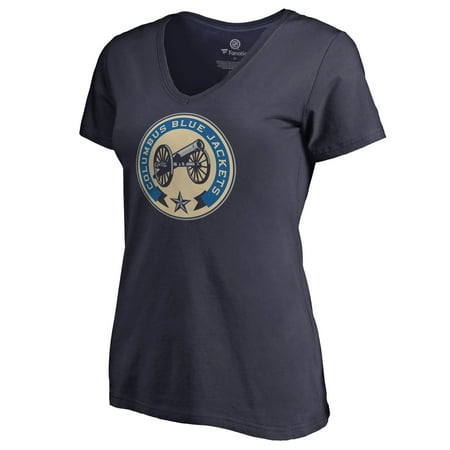 Women s Navy Columbus Blue Jackets Team Alternate V-Neck T-Shirt