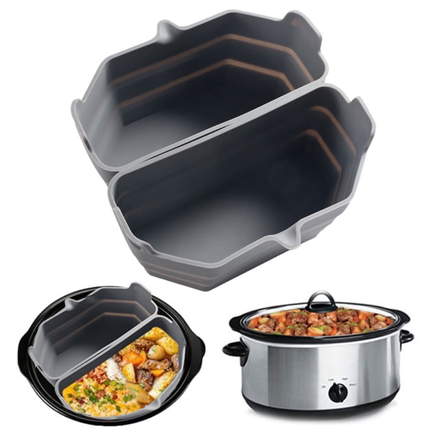 2 Pcs Doublure de Mijoteuse avec Poignée Bonne Prise en Main Design de Bec Qualité Alimentaire Facile à Nettoyer 2-en-1 Réutilisable Lavable au Lave-Vaisselle Accessoires de Cuisine