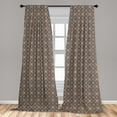 thumbnail image 5 of Ambesonne East Curtains, Flora Themed Squares, Pair of 28"x95", Dark Blue Burgundy, 5 of 5
