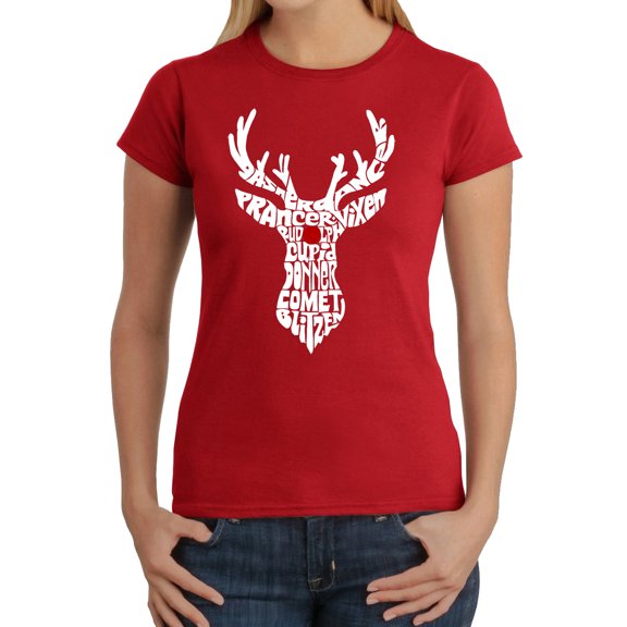 Women's Word Art T-Shirt - Santa's Reindeer