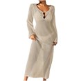 thumbnail image 2 of Women's Summer Crochet Swimsuit Cover-up,Boho Long Sleeve Hollow Out Maxi Beach Dress,Beach Vacation 2026, 2 of 4