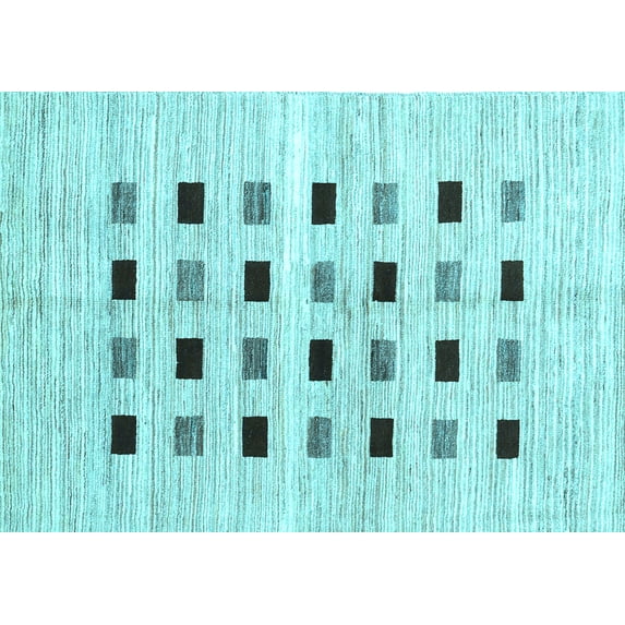 Ahgly Company Indoor Rectangle Solid Light Blue Modern Area Rugs, 2' x 5'