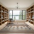 thumbnail image 2 of ODIKA 9'x12' Washable Area Rug Geometric Stripe Neutral Tones Boho Farmhouse Minimalist Large for Great Room, Indoor Concept, Living Low Pile, Flatwoven, 2 of 7