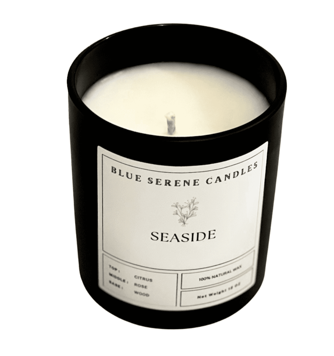 Blue Serene Candles Seaside12 oz Organic Candle