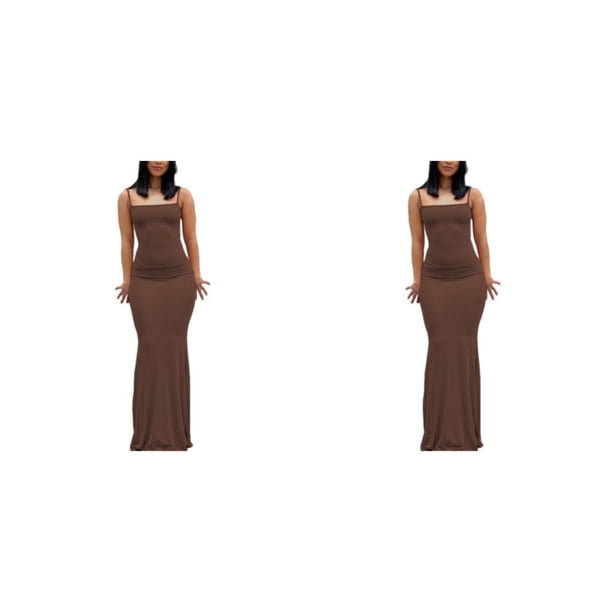 Vestido ajustado Minnieouse larga Ropa de fiesta Tirantes finos Midi Sin mangas Apretado Delgado Piel multicolor