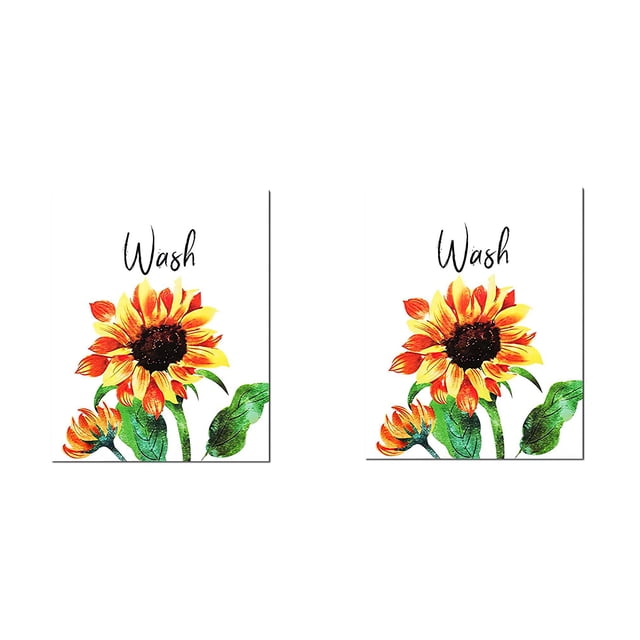 Bearachild Planta de acuarela, girasoles, flores, impresiones de letras, núcleo decorativo, coleccionables de arte para sala de estar, estudio, pasillo Decoración del hogar lavar la flor Bearachild HA061613-02B