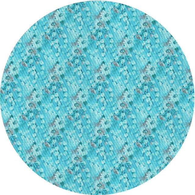 Ahgly Tapis d'Intérieur Lavable en Machine Carré Transitionnel Turquoise Foncé Vert, 3 Pieds Carré