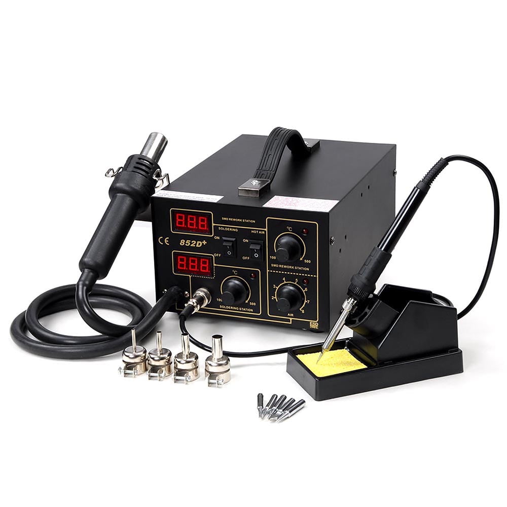 2in1 Lead-Free Soldering Station Hot Air and Iron 852d+ SMD Rework Station Digital Welding... by Yescom
