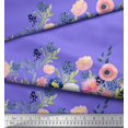 thumbnail image 3 of Soimoi Purple Japan Crepe Satin Fabric Ranunculus & Chrysanthemum Floral Print Sewing Fabric Yard 44 Inch Wide, 3 of 3