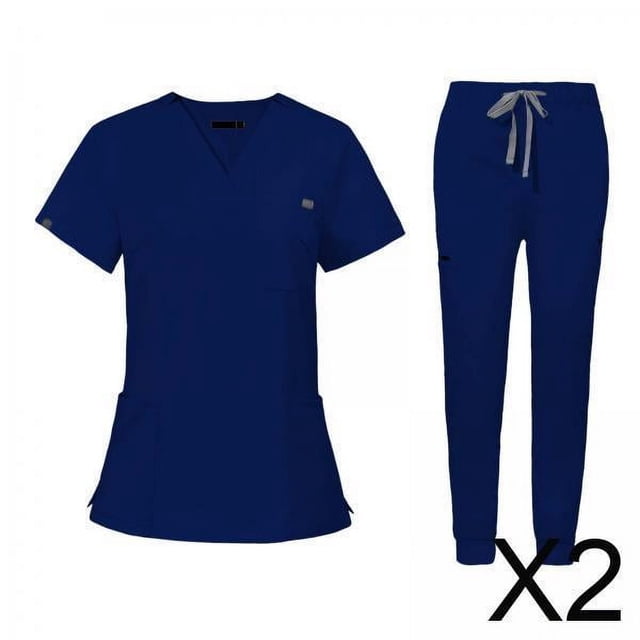 2x Conjunto De Uniforme De Enfermería, Camiseta Y Pantalones De Enfermera Para Cosmetología, Peluquero De Mascotas