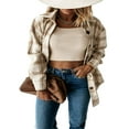 thumbnail image 2 of Femmes à Carreaux Shacket Chemise Manches Longues Chemisiers Oversized Tops, 2 of 6