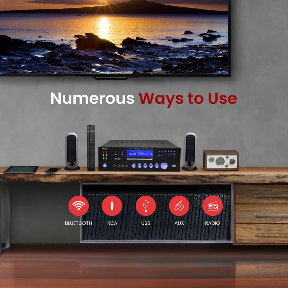 Bluetooth Home Theater Preamplifier - Pro Audio Stereo Receiver System with Multimedia Disc Player, MP3/USB Reader, AM/FM Radio (1000 Watt)