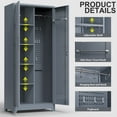 thumbnail image 3 of Aukfa 72" Metal Garage Storage Cabinets, Lockable Broom Closet Storage Cabinet with Shelves for Basement/Office/Laundry Room, Gray, 3 of 8
