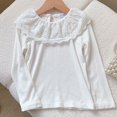 thumbnail image 1 of Blusa de primavera para niños, camisa básica con dobladillo con volantes y cuello de muñeca para niñas, camiseta de manga larga, ropa para niños con capa interior de moda, 1 of 6