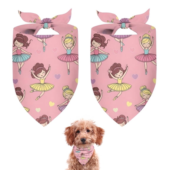 Dog Bandana 2 Pack,Ballet Princess Pattern Bandanas for Dogs,Cat Bandana,Small/ Large Dog Bandana 2 Size,Dog Bandanas