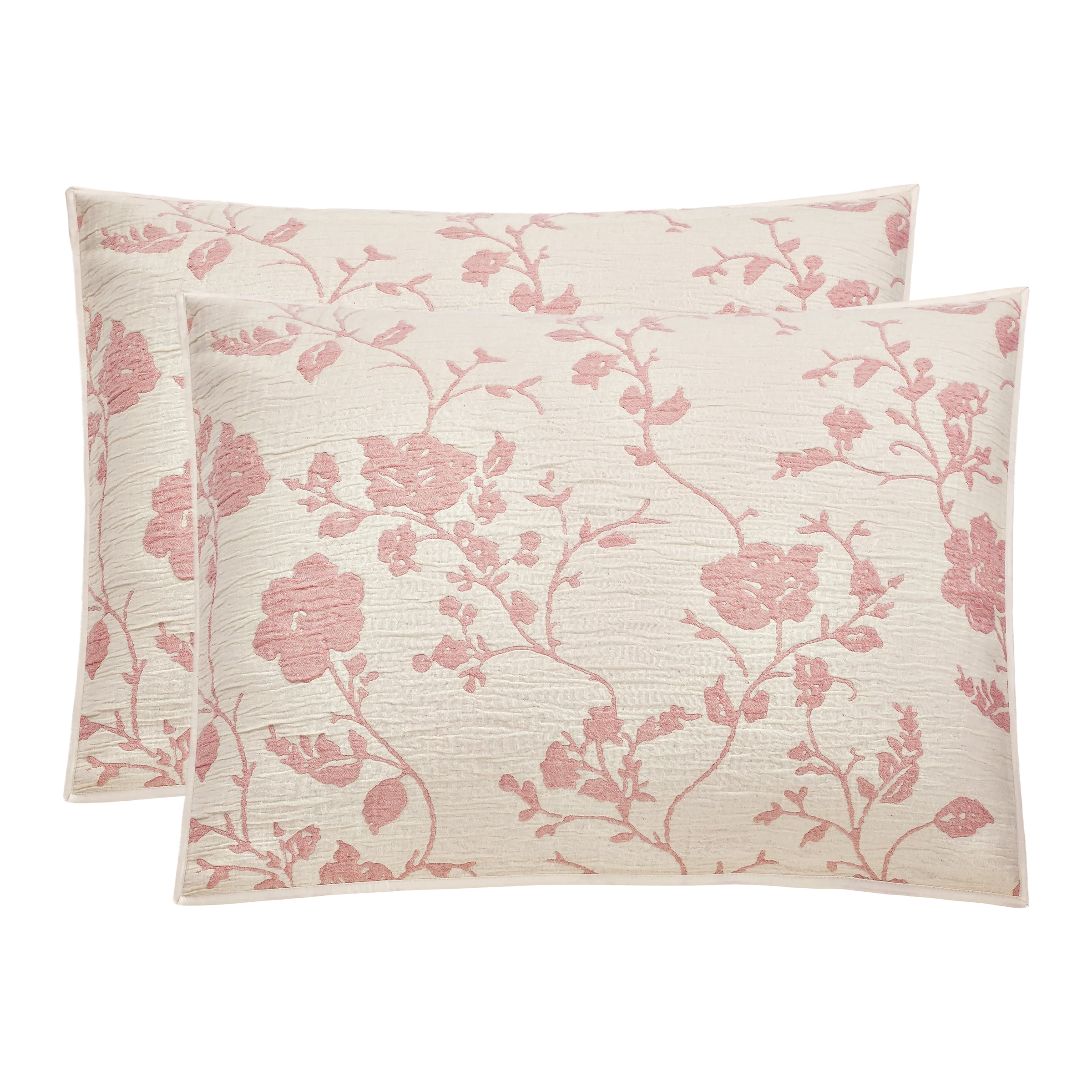 The Pioneer Woman Agatha Floral Gauze Pillow Sham, King, Rose Herb Pink, 2 Pack