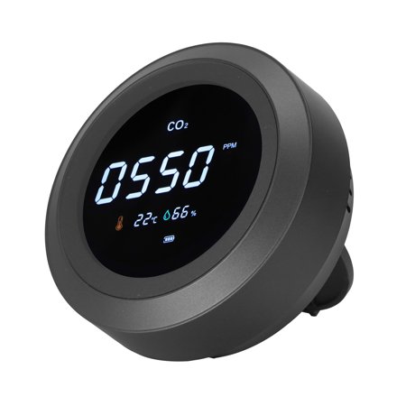 

Tebru CO2 Monitor CO2 Detector Multi-Functional Air Quality Detector Portable CO2 Temperature Humidity Monitor Black