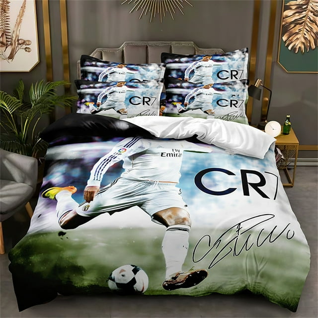 Cristiano Ronaldo Duvet Cover Sets CR7 Bedding Set 3 Pieces Soft and Breathable Comforter Cover Zipper Closure